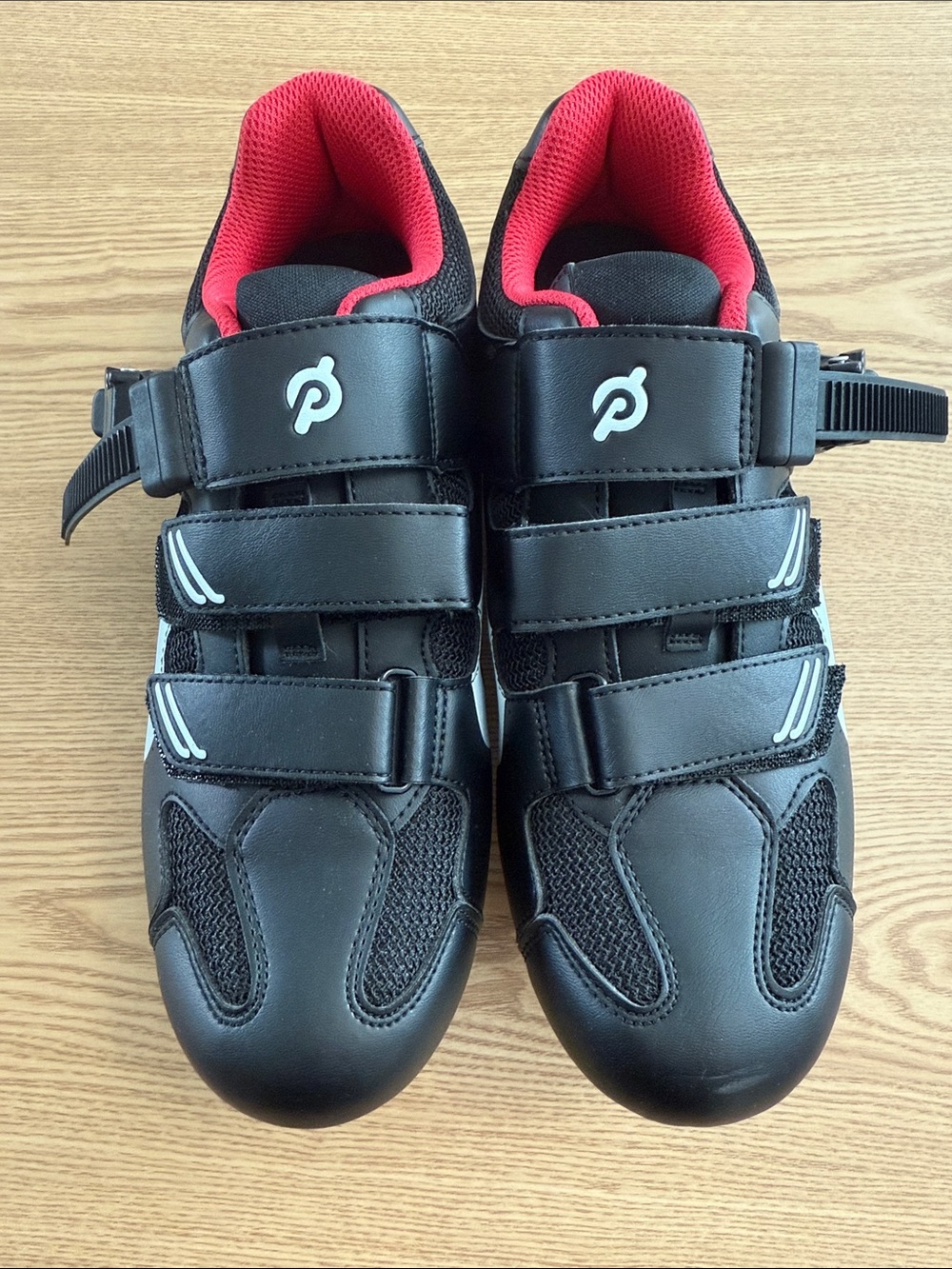 Peloton Black Cycling Shoes with Cleats and Red Lining Size 39